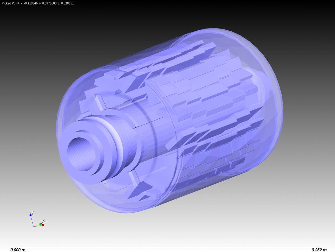 3D-Visualisierung von Welle, Rotor und Magneten mit physikalischen Kontaktflächen für die Wärmeleitfähigkeitsmodellierung