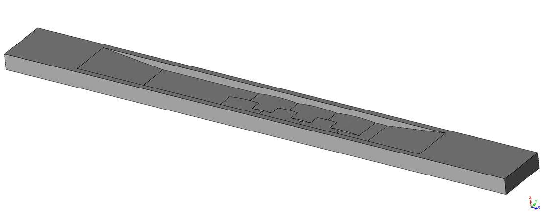 3D-Geometrie des Kanals mit Fahrbahnschwellen, erstellt mit shonMesh
